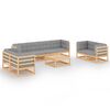 vidaXL Salon de jardin 9 pcs avec coussins Bois de pin massif