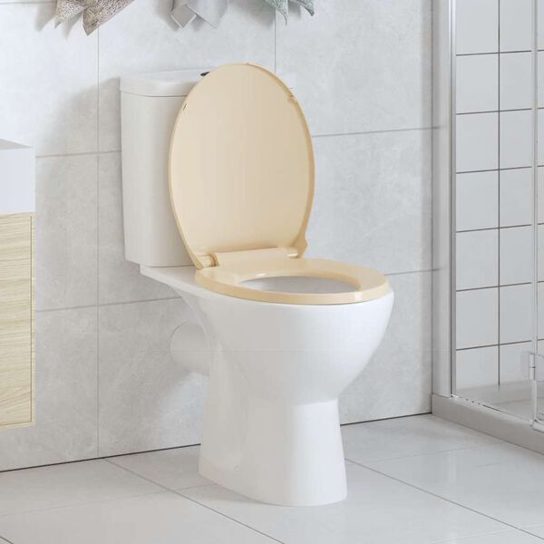 vidaXL Si&egrave;ge de toilette &agrave; fermeture en douceur Beige Ovale