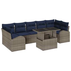 vidaXL Ensemble de canap&eacute; de jardin avec stockage 8 pcs Gris polyrotin