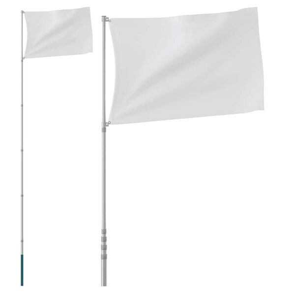 vidaXL M&acirc;t de drapeau t&eacute;lescopique Argent&eacute; 5,5 m Aluminium