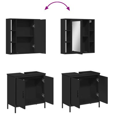 vidaXL Ensemble de meubles salle de bain 2 pcs noir bois d'ingénierie