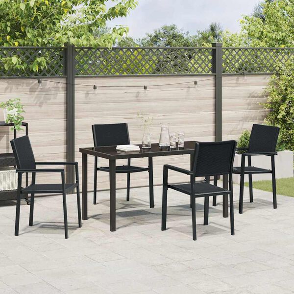 vidaXL Ensemble de salle &agrave; manger pour jardin 5 pcs Noir