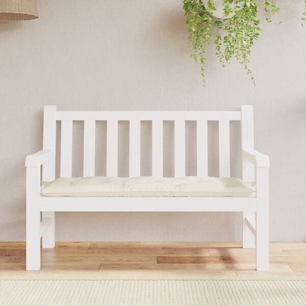 vidaXL Coussin de banc de jardin blanc cr&egrave;me 120x50x7 cm tissu oxford