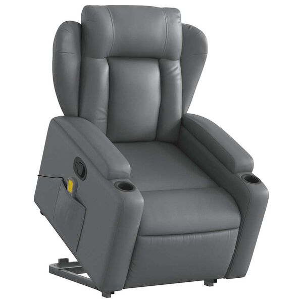 vidaXL Fauteuil inclinable de massage gris similicuir