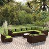 vidaXL Salon de jardin 11 pcs avec coussins Résine tressée Marron