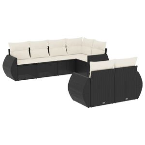 vidaXL Salon de jardin 7 pcs avec coussins noir r&eacute;sine tress&eacute;e