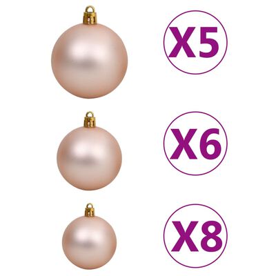 vidaXL Arbre de Noël artificiel pré-éclairé et boules blanc 65 cm