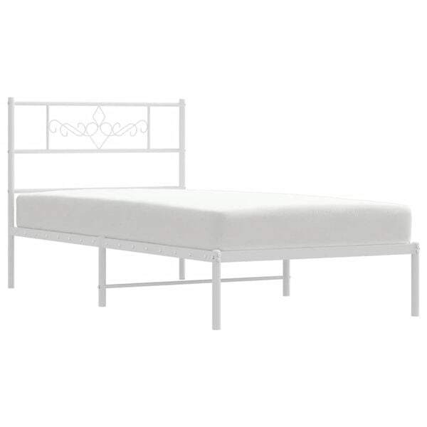 vidaXL Cadre de lit m&eacute;tal sans matelas et t&ecirc;te de lit blanc 100x190 cm