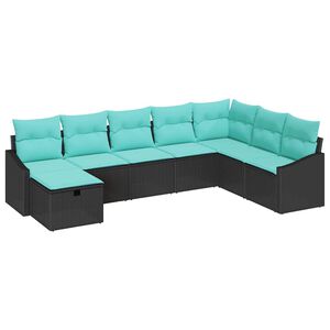 vidaXL Ensemble de canap&eacute; de jardin avec coussin 8 pcs Noir Poly rotin
