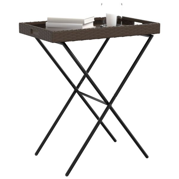 vidaXL Table &agrave; plateau pliable marron 65x40x75 cm r&eacute;sine tress&eacute;e