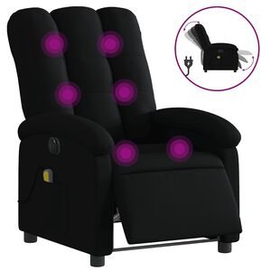 vidaXL Fauteuil inclinable de massage électrique noir tissu