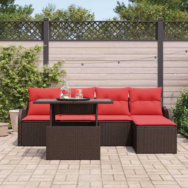 vidaXL Ensemble de canap&eacute; de jardin 6 pcs Marron polyrotin