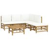 vidaXL Salon de jardin 6 pcs avec coussins blanc crème bambou
