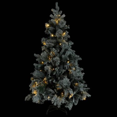 vidaXL Sapin de Noël pré-éclairé avec neige floquée/cônes 195cm PVC/PE