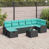 vidaXL Ensemble de canap&eacute; de jardin avec coussin 8 pcs Noir Poly rotin