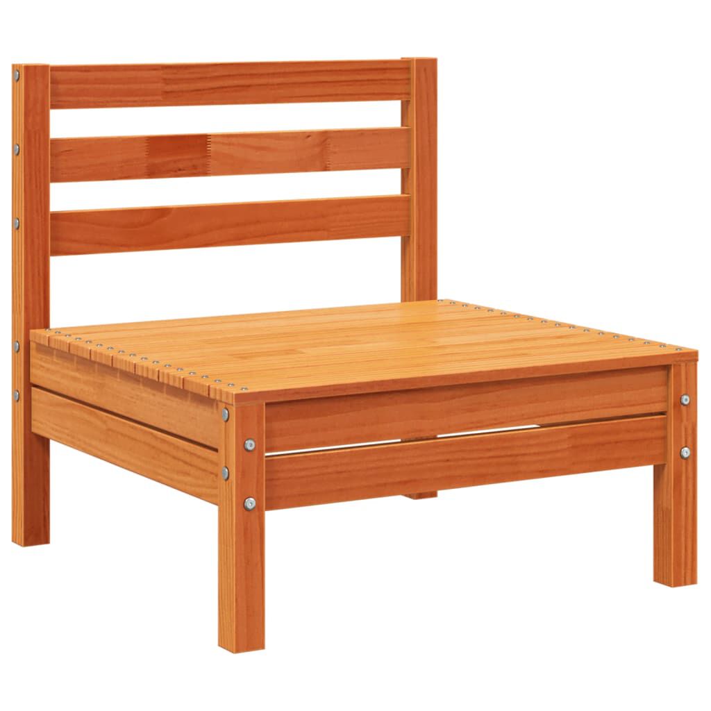 vidaXL Canapé de jardin 4 places cire marron bois de pin massif