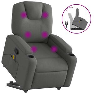 vidaXL Fauteuil inclinable de massage gris foncé tissu