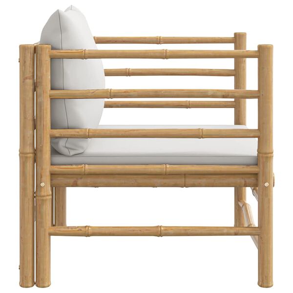 vidaXL Canapé de jardin avec coussins gris clair bambou