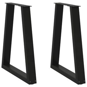 vidaXL Pieds de table &agrave; manger en V 2 pi&egrave;ces Noir 50x(72-73,3) cm Acier