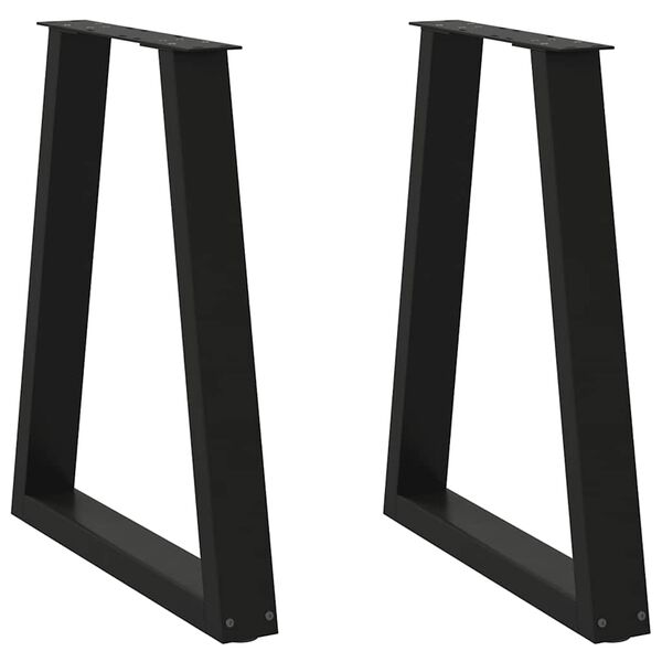 vidaXL Pieds de table &agrave; manger en V 2 pi&egrave;ces Noir 50x(72-73,3) cm Acier