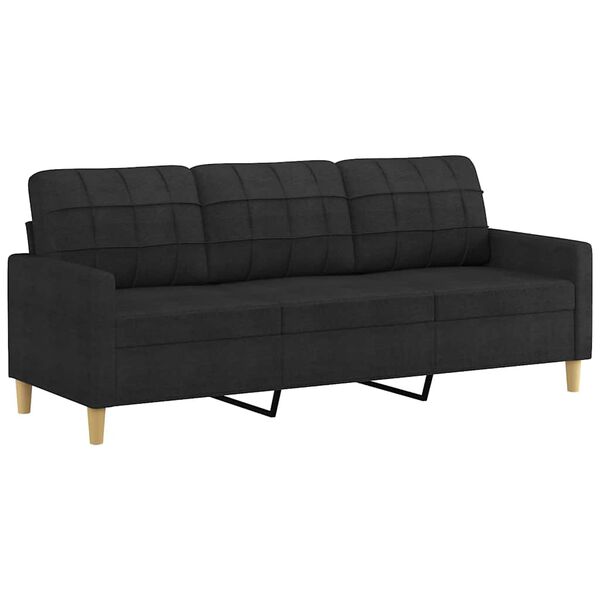 vidaXL Canap&eacute; &agrave; 3 places Noir 180 cm Tissu
