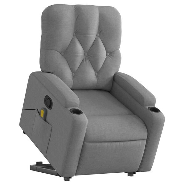vidaXL Fauteuil inclinable de massage gris clair tissu