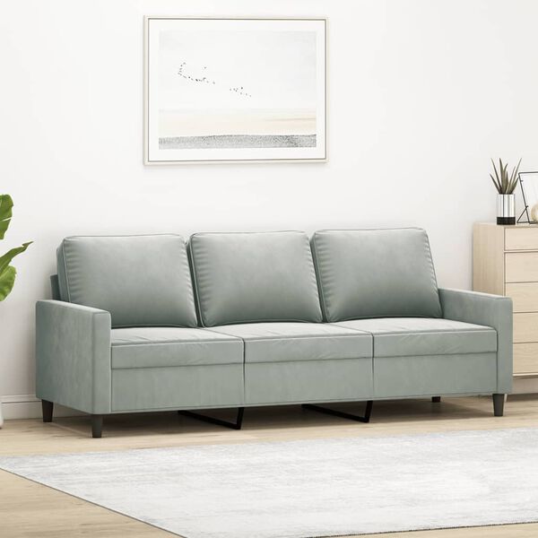 vidaXL Canap&eacute; &agrave; 3 places Gris clair 180 cm Velours