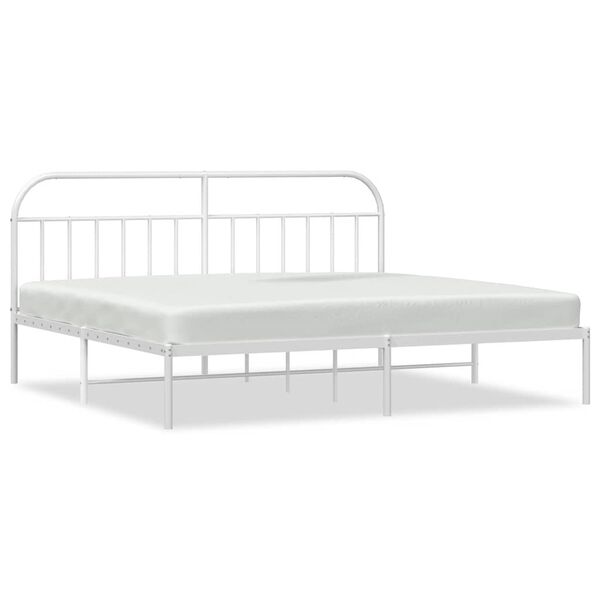 vidaXL Cadre de lit m&eacute;tal sans matelas et t&ecirc;te de lit blanc 193x203 cm