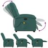 vidaXL Fauteuil inclinable de massage &eacute;lectrique vert fonc&eacute; tissu
