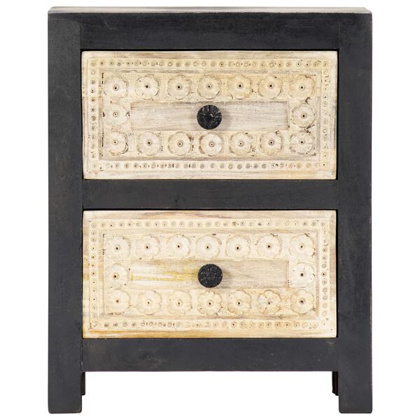 vidaXL Table de chevet sculptée à la main Gris 40x30x50 cm Manguier