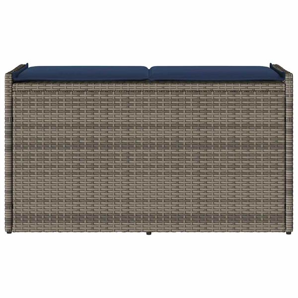 vidaXL Banc de rangement extérieur coussin gris 100 cm résine tressée