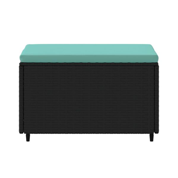 vidaXL Repose-pied de jardin avec coussin noir r&eacute;sine tress&eacute;e