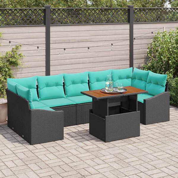 vidaXL Ensemble de salle &agrave; manger pour jardin 8 pcs Noir et Teal