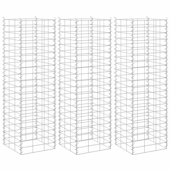 vidaXL Lits sur&eacute;lev&eacute;s en gabion 3 pcs 30x30x100 cm Fer