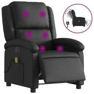 vidaXL Fauteuil inclinable de massage électrique noir cuir véritable