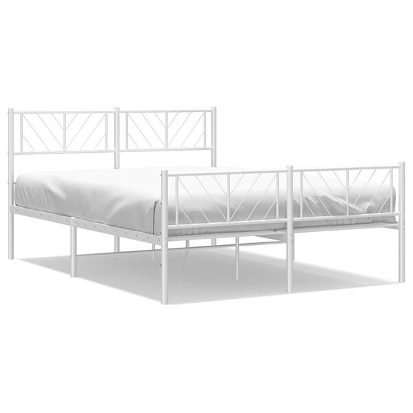 vidaXL Cadre de lit m&eacute;tal sans matelas et pied de lit blanc 150x200 cm
