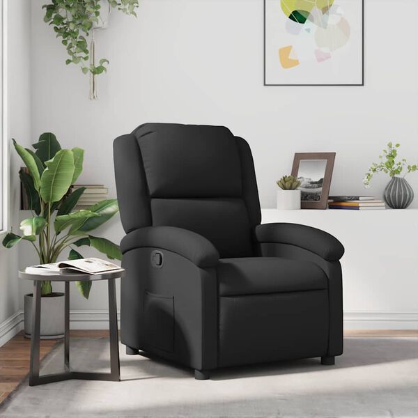 vidaXL Fauteuil inclinable en cuir véritable noir