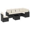 vidaXL Salon de jardin 7 pcs avec coussins noir r&eacute;sine tress&eacute;e
