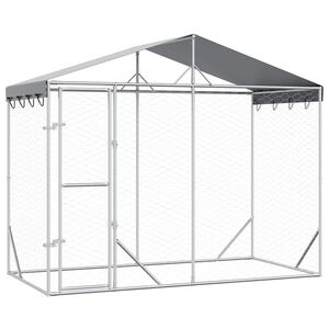 vidaXL Chenil d'ext&eacute;rieur pour chiens avec toit argent&eacute; 3x1,5x2,5 m