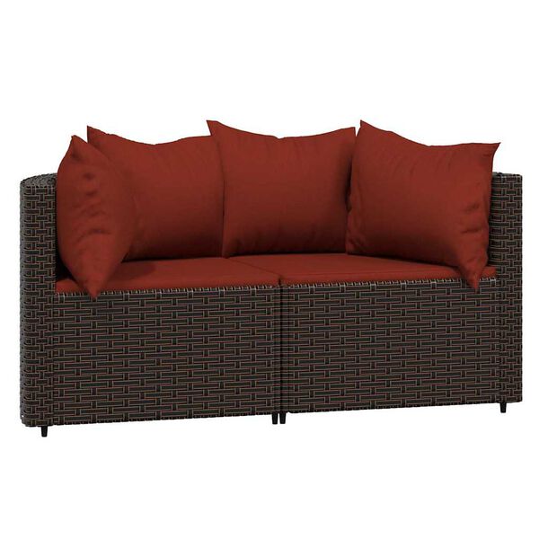 vidaXL Salon de jardin 3 pcs avec coussins marron r&eacute;sine tress&eacute;e