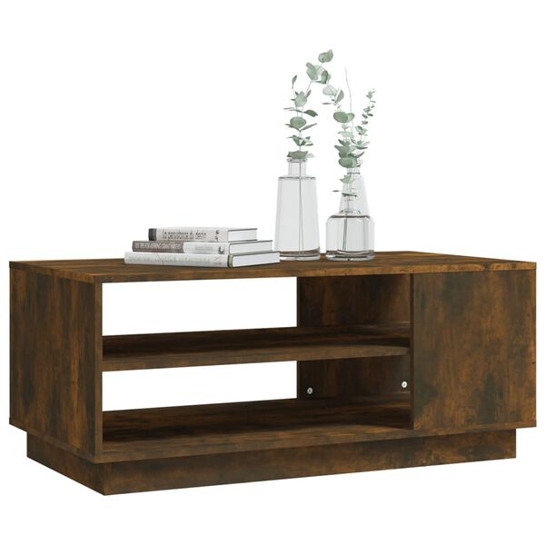 vidaXL Table basse ch&ecirc;ne fum&eacute; 102x55x43 cm bois d'ing&eacute;nierie
