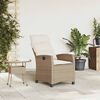 vidaXL Chaise de jardin inclinable et table d'appoint beige polyrotin