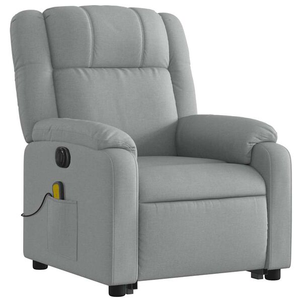 vidaXL Fauteuil inclinable de massage électrique gris clair tissu