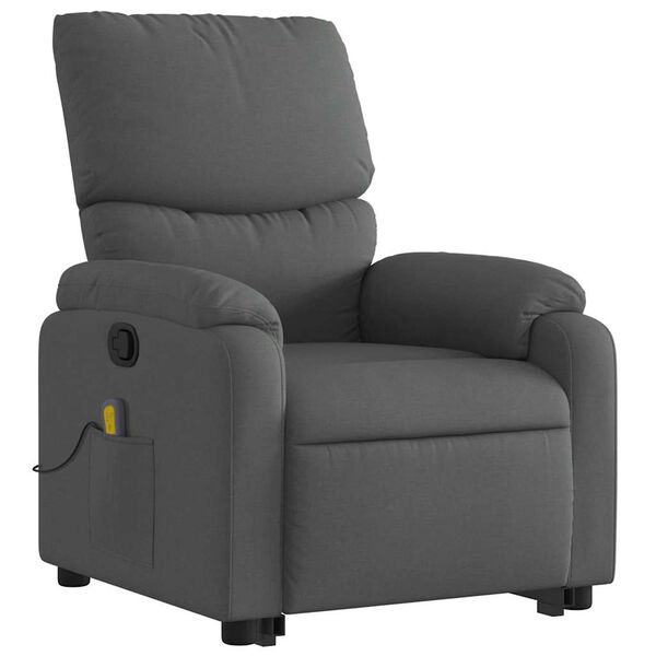 vidaXL Fauteuil inclinable de massage gris fonc&eacute; tissu