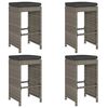 vidaXL Tabourets de bar de jardin et coussins lot de 4 r&eacute;sine tress&eacute;e