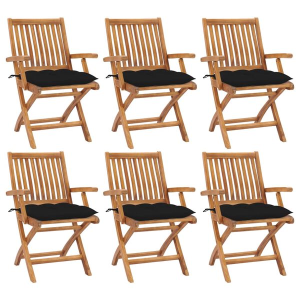 vidaXL Chaises pliables de jardin avec coussins lot de 6 Bois de teck