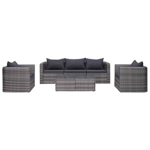 vidaXL Salon de jardin 6 pcs et coussins et oreillers R&eacute;sine tress&eacute;e