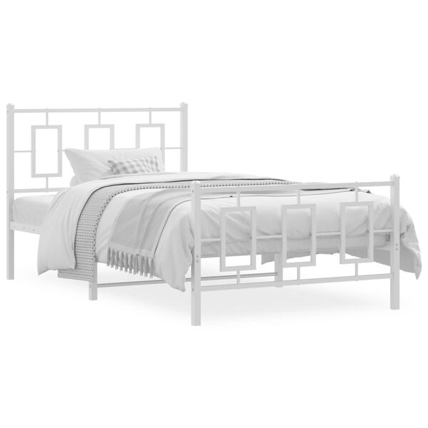 vidaXL Cadre de lit m&eacute;tal sans matelas et pied de lit blanc 100x200 cm