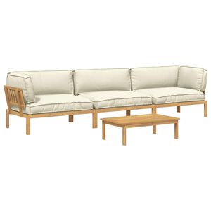 vidaXL Ensemble de Canap&eacute;s Uni 4 pcs Cr&egrave;me Bois d'Acacia Massif