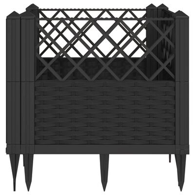 vidaXL Jardinière avec piquets noir 43,5x43,5x43,5 cm PP